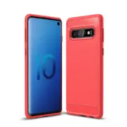 MCC Slim Samsung Galaxy S10 Carbon Fibre Soft Carbon Case Cover S 10 G973 [Red]