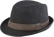 [qwmvhfg] Beanie hat， Men Women Vintage Black Wool Felt Wide Brim Fedora Hats for Striped Hat Autumn Winter Jazz Cap Striped Fedora