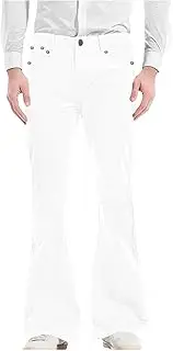 [Ctreela] Mens Hippie Flare Pants Vintage 60s 70s Bell Bottom Disco Pants Slim Fit Bootcut Trousers Classic Nightclub Pants