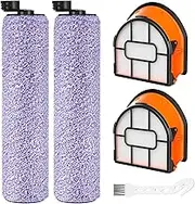 WDB1F2 Replacement Brushroll & Filter Bundle Compatible with Shark Hydrovac WD101 WD201 WD100 WD200 AW201 WD200C WD201C WD101C HydroVac XL 3-in-1 Vacuum Cleaner,Compare Parts WDB1, WDB2, WDFF1, WDFF2