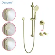 Decaura Shower Rail Set Hand Held Shower Head on Sliding Bar Taps Brushed Gold