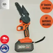 6" Mini Cordless Electric Chainsaw Cutter Battery Powerx2 Batteries Rechargeable