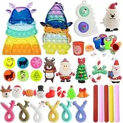 Christmas Novelty Assortment Pop Dimple Fidget Toys,Colorful Decorations Game Toys Fidget Packs for Kids Party Favors, Christmas Goodie Bags (Christmas-40)