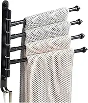 Swivel Out Towel Racks with Hooks 4-Bars Foldable Arms Bath Towel Hanger Wall Mount Towel Bar Al Num Towel Holder Organizer for Bathroom Kitchen Type 3