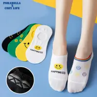 在飛比找momo購物網優惠-【Porabella】日系中筒襪女 微笑襪 微笑中筒襪 撞色