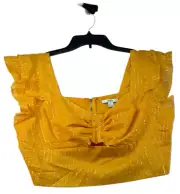 Bar III Blouse Womens Plus size 0X Orange Crop Top Festival Back Zip up New
