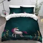 Cover Double Size Green Jungle 3D Bedding Set 3Pcs Cartoon Horse Adults Boys