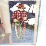 Wonderart Latch Hook Kit Fly Fisherman Wall Decor Fishing Wildlife Rustic Cabin