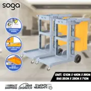 SOGA 2X 3-Tier Janitor Cleaning Waste Cart Trolley and Waterproof Bag with Lid
