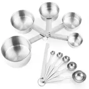 11 PCS Stainless Steel Measuring Cups Spoons Set, Dry Liquid Ingredients Cooking