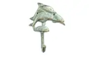 [Pack Of 2] Antique Seaworn Bronze Cast Iron Dolphins Wall Hook 6""