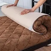 Futon Mattress 9cm Thick Japanese Floor Mat Foldable for Dormitory Guest Bed Sofa Travel ZSMFCD(Brown,150 * 200cm)