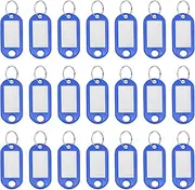 uxcell Plastic Key Tags with Split Ring Label Window Identifiers ID Keychain Tags, 4.7x2mm Fit for Name Luggage (50Pcs, Navy Blue)