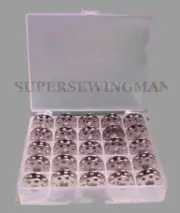 BOBBIN BOX + 25 SINGER FEATHERWEIGHT SEWING MACHINE BOBBINS 221 222 301 #45785