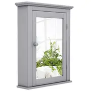 Giantex Bathroom Wall Mounted Mirror Cabinet Medicine Cabinet w/Adjustable Shelf Hallway Storage Organiser Grey