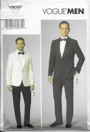 V909740 Men's Shawl Collar Tuxedo Jackets/Pants Sizes40-46 New Vogue Pattern