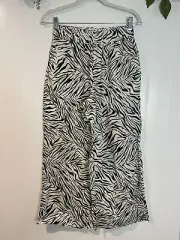 Nicole Miller New York Zebra Print 100% Linen Wide-Leg Pants Size S