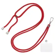 Phone Lanyard Adjustable with Patch for Smartphone Red Black 1 Pack