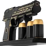 Ceramic Gun Whiskey Decanter Sets for Men 17 Oz 3 Bullet Shot Glasses - Unique Pistol Decanter Tequila Gift - Cool Anniversary Birthday Gifts for Men Dad Husband - Bar Decor Home - Liquor Dispenser