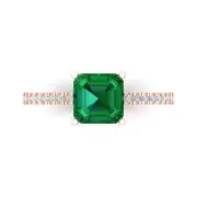 1.66ct Asscher Emerald Promise Bridal Wedding Engagement Ring 14k Rose Real Gold