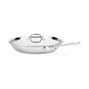 Stainless Steel Tri-Ply Bonded Dishwasher Safe Fry Pan with Lid,12-Inch,Cookware