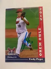 Cody Pope 2015 Signed Orem Owlz Team Card