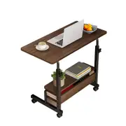 Catzon Home Laptop Desk with Storage Space Adjustable Height for Bedroom-Brown