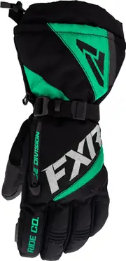 FXR Fusion Ladies Snowmobile Gloves, black-green, Size XS for Women Black Green