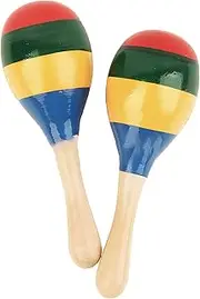 Wooden Maracas Hand Percussion Rattles, Set of 2, for Kids & Adults