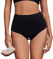 [Runmeihe] Women's Period Pants for Swimming, High Waisted Tummy Control Period Swimwear, Menstrual Leakproof Underwear, Swim Bottoms for Girls Teens Women