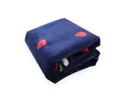 Pet Blanket Strawberry Pattern Soft Comfortable Gentle Thickened Keep Warm Breathable Flannel Pet Blanket Dog Pad for Home Use-Navy Blue M