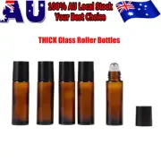 Big Steel Roll on Ball Roller Bottles 24X 10ml Amber THICK Glass Roller Bottles