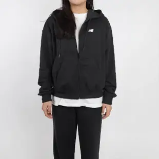 【NEW BALANCE】連帽外套 WJ FT Full Zip 女款 黑 白 寬鬆 抽繩 口袋 帽T 外套 NB 情侶款(WJ41501BK)