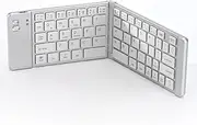 Guiheng Foldable Keyboard - Portable Rechargeable Full Size Ultra Slim Mini Folding Wireless Travel Keyboard for iOS Android Windows Smartphone Tablet and Laptop(Silver White)