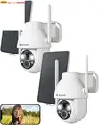 2PCS Solar Camera Outdoor Wireless, 2K PTZ 2.4Ghz Wi-Fi, Home Security, AI Motio