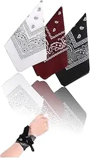 [Generic] Honwor Cotton Paisley Bandanas 3-Pack – Stylish Face Masks, Scarves, & Headwear for Everyday Use – Fashionable & Versatile