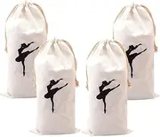 [MERRYHAPY] Dance Shoe Bag Pouch 4 Pack Ballet Dance Bag Storage Compartment Women's Ballet Shoes Bag for Girls Sturdy Canvas