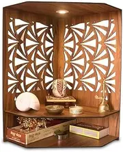 Wooden Temple for Mandir Pooja Item Wooden Mandir Home and Office Temple/Pooja Mandir Brown Pack of 1 (H- 17, L- 10, W-15 Inch)