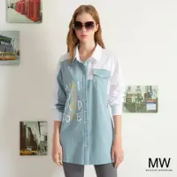 在飛比找momo購物網優惠-【MAGIQUE WARDROBE】純棉拚接長袖襯衫(2色)
