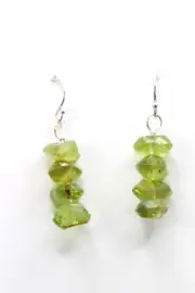Peridot Natural Green Gemstone 10mm Faceted 925 Sterling Silver Earrings 1 1/4"