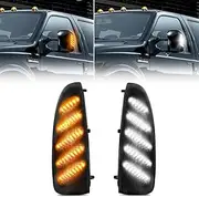 D-Lumina Sequential Switchback LED Side Mirror Marker Lamp Running & Turn Signal Lights Assembly for 2003 2004 2005 2006 2007 F250 F350 F450 F550 Super Duty, Smoked Lens Towing Mirror Light, Pack of 2
