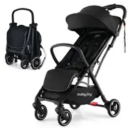 Costway Folding Stoller Portable Stroller w/Adjustable Canopy Self-Standing Gravity Black