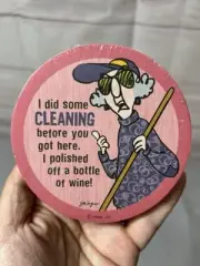 Set Of 8 Hallmark MAXINE Cartoon 4" Round Coasters J Wagner Funny Humor