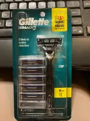 New Gillette Mach 3 Refill Cartridges 6 Count Plus 1 Handle
