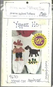 YIPPEE HO! COWBOY HORSE IRON-ON APPLIQUE PATTERN #9670 ALICE AND HER MOTHER, INC