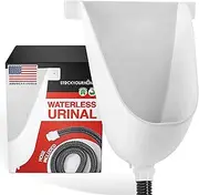 Waterless Urinal for Men (White), Plastic Urinals for Men's Garage, Shed, or Backyard, Wall Mount Urine Diverter and Outdoor Camper Urinals, Portable Urinal for Men, Waterless Toilet