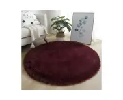 Soft Round Rugs for Bedroom Modern Fluffy Kids Girls Baby Room Rugs Indoor Shaggy Round Rugs Cute and Cozy Living Room Area Shaggy Carpet-Claret