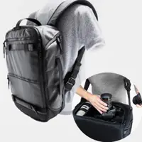 在飛比找ETMall東森購物網優惠-快取雙肩單反相機包佳能尼康索尼大容量側取防水無人機攝影包背包