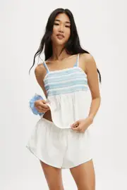 [Body] Body - Shirred Woven Sleep Set - Coconut milk L COCONUT MILK