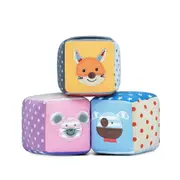 3pc Organic Farm Buddies Cotton 7.5cm Soft Block Baby/Infant Play Toy Set 0m+